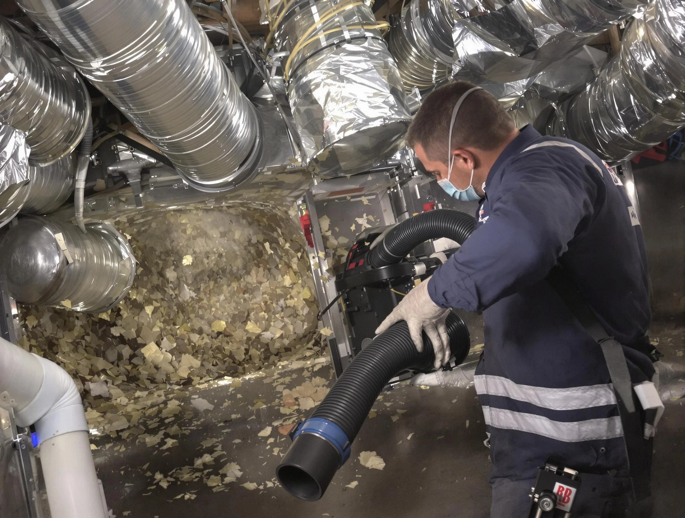 Montevallo Air Duct Cleaning specialist operating negative pressure cleaning equipment for thorough duct maintenance in Montevallo
