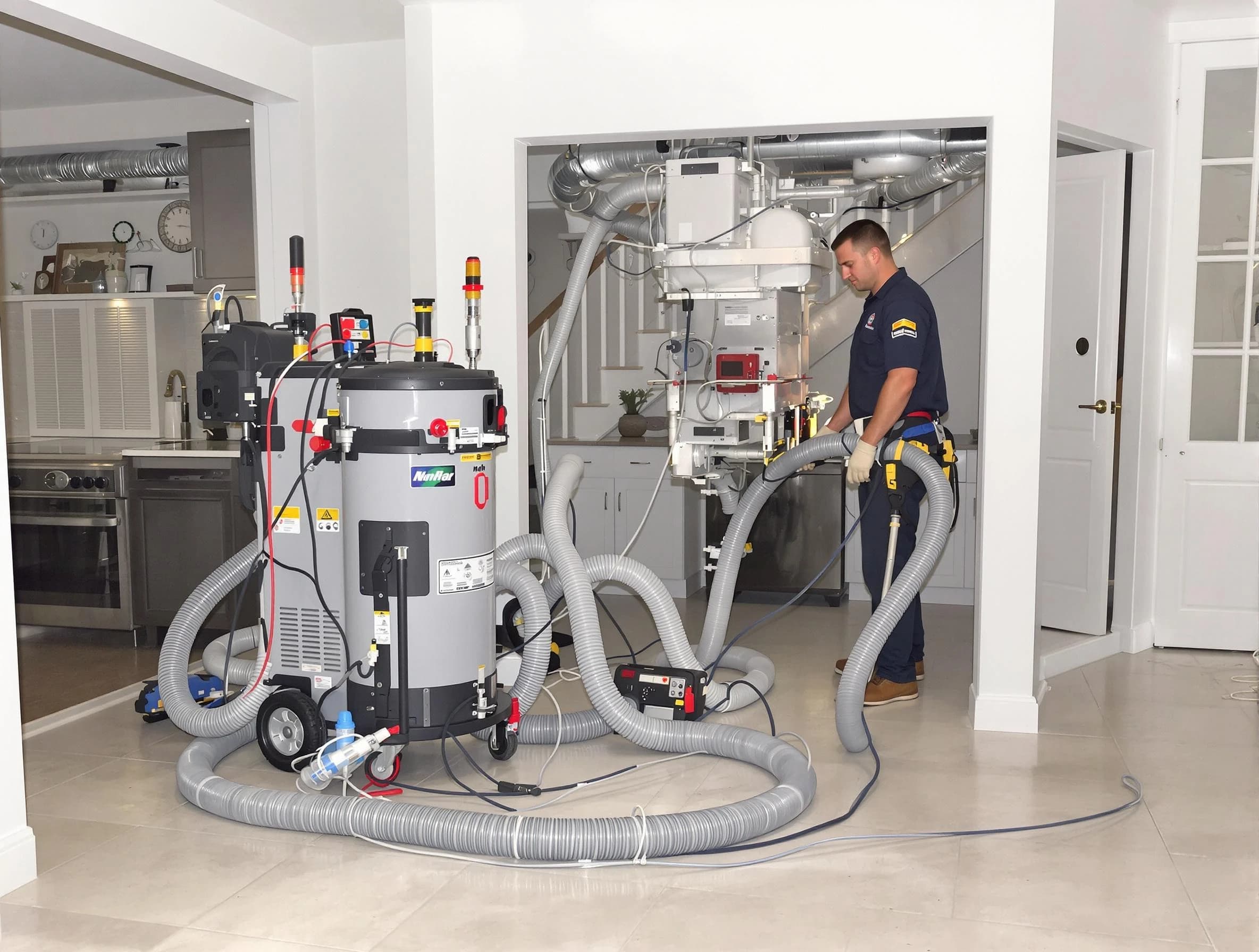 Montevallo Air Duct Cleaning technician operating negative pressure cleaning equipment for thorough duct maintenance in Montevallo