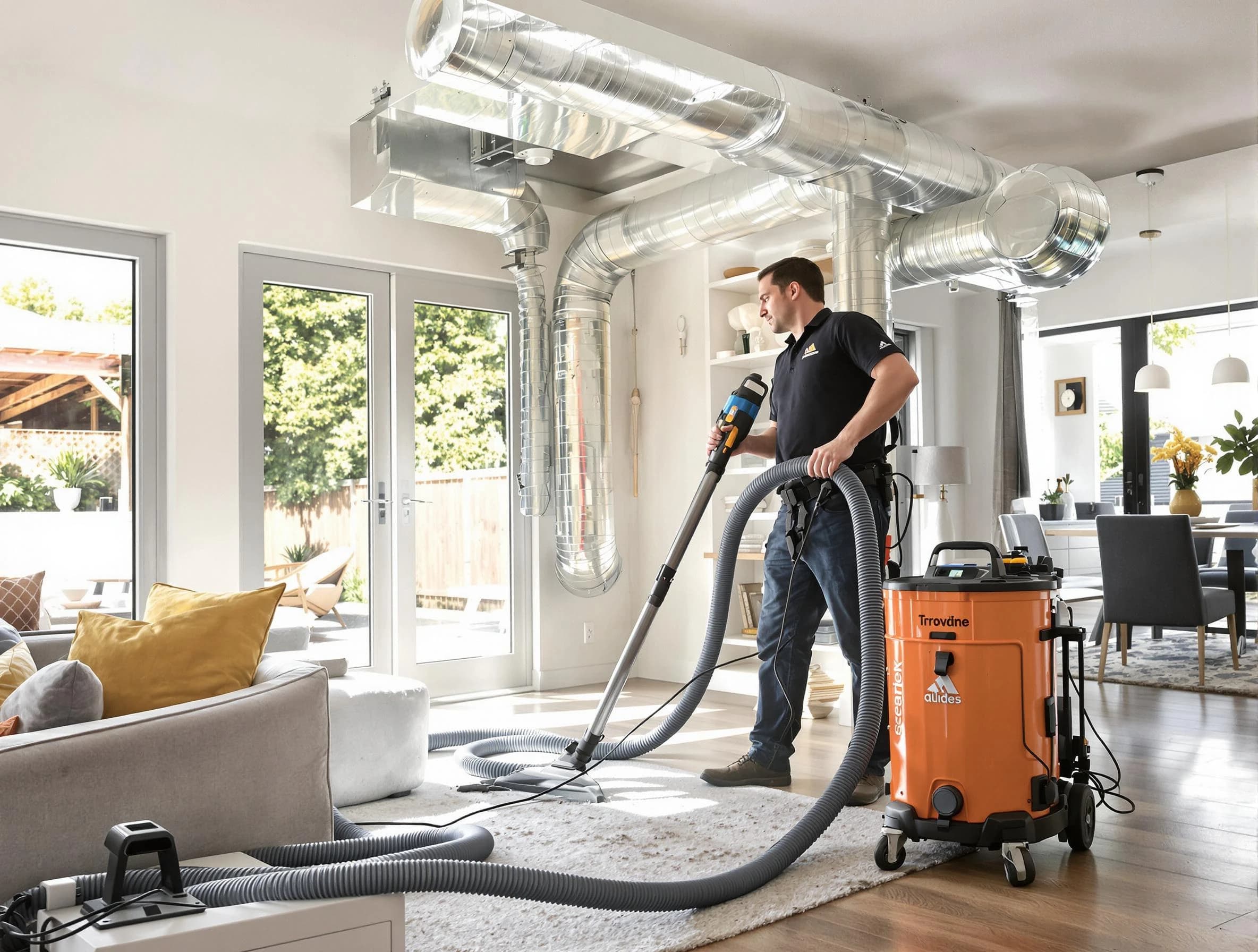 Montevallo Air Duct Cleaning specialist performing thorough residential duct cleaning using advanced equipment in Montevallo