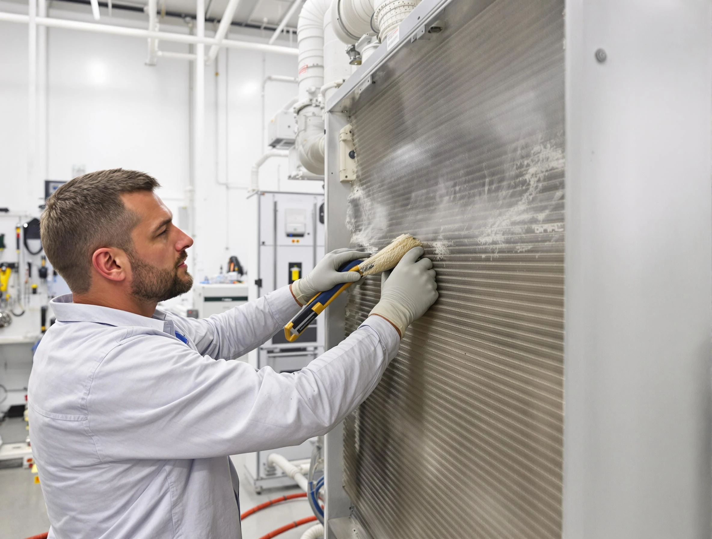 Montevallo Air Duct Cleaning technician performing precision commercial coil cleaning at a Montevallo business