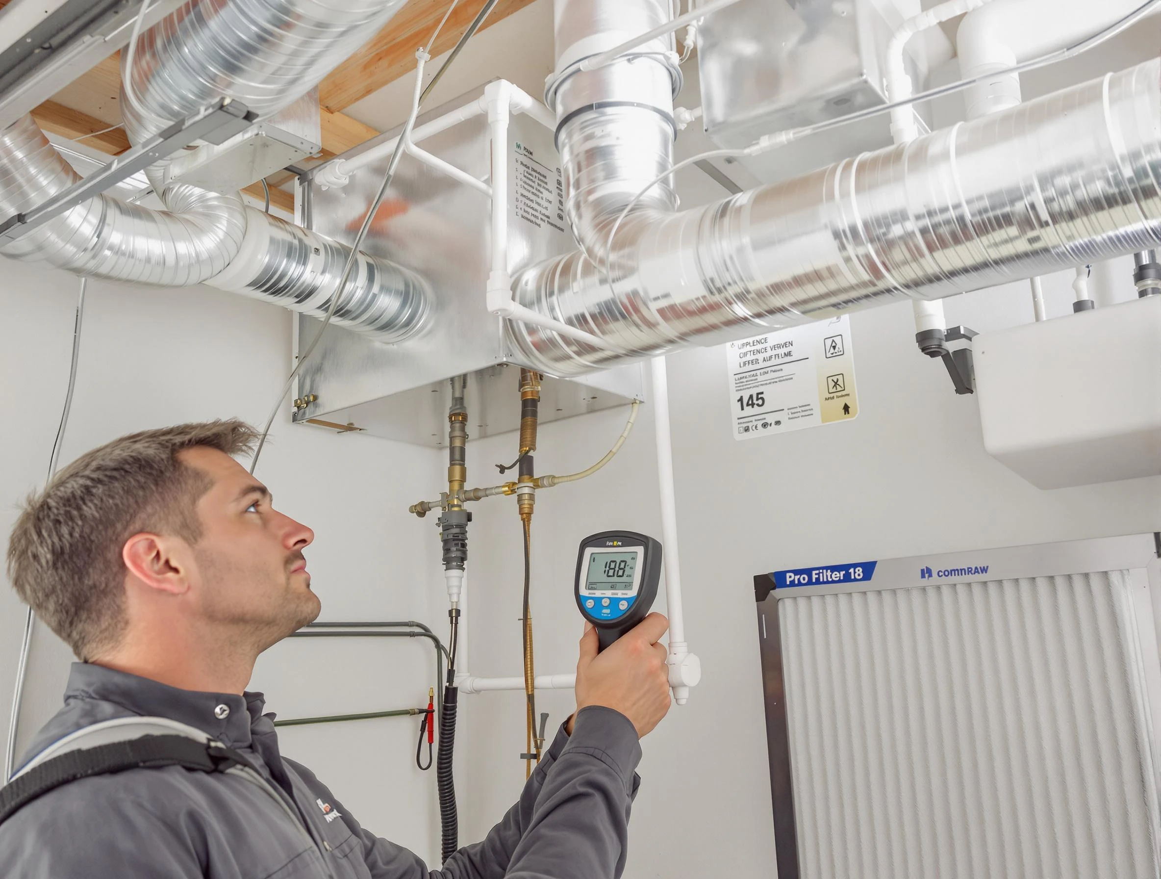 Montevallo Air Duct Cleaning expert conducting detailed filter system inspection using diagnostic tools in Montevallo