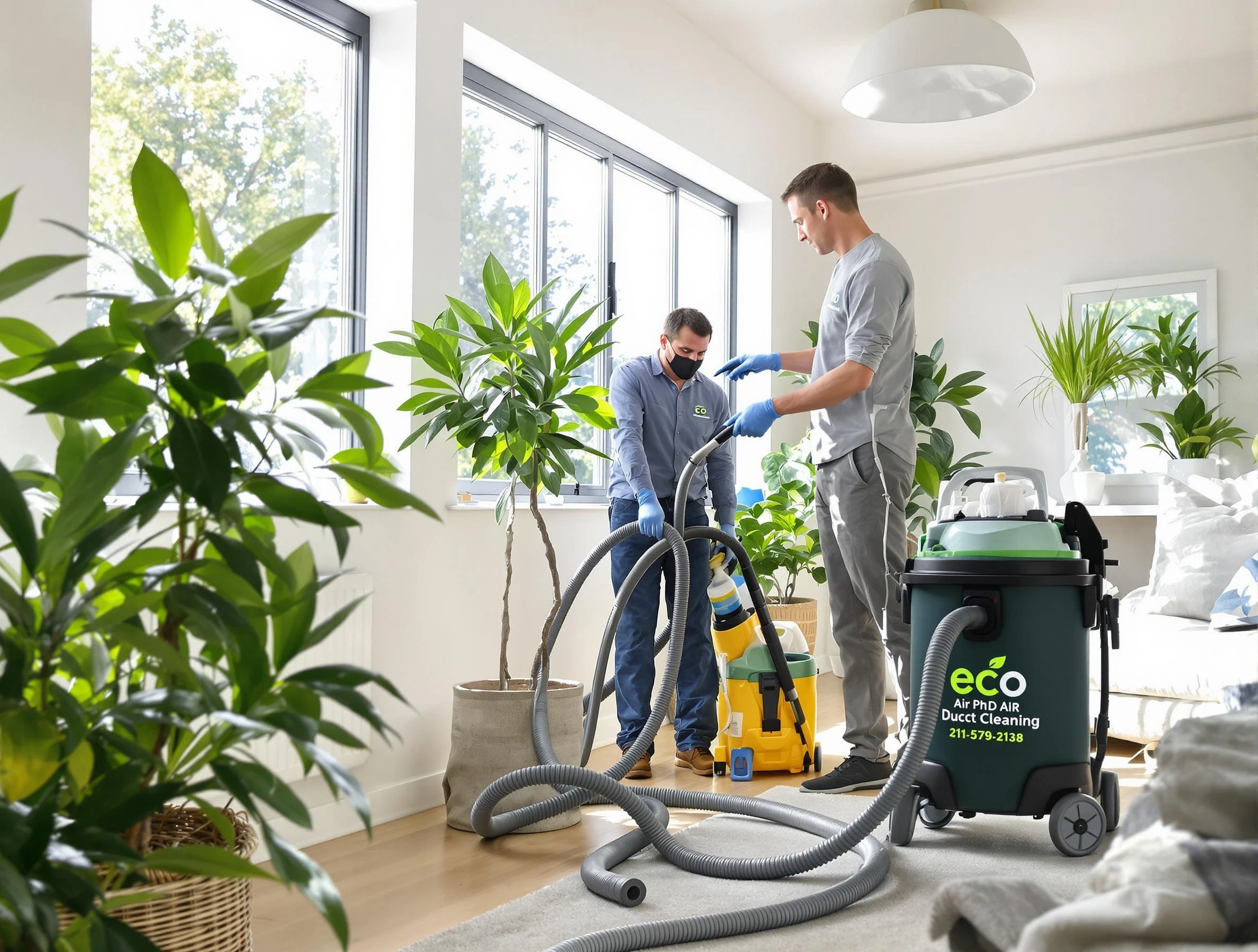 Montevallo Air Duct Cleaning technician performing eco-friendly duct cleaning using sustainable methods in Montevallo