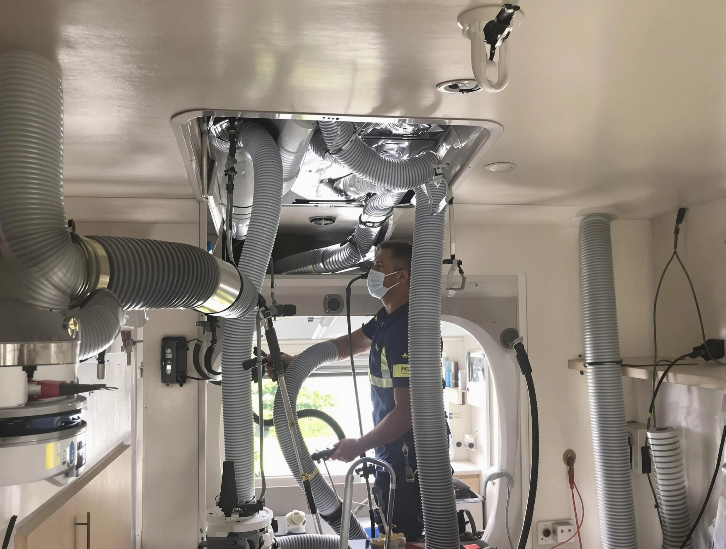 Montevallo Air Duct Cleaning specialist performing precise mobile home duct cleaning in Montevallo